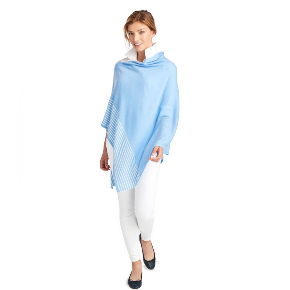 Vineyard Vines Blue White Knit Poncho Sweater